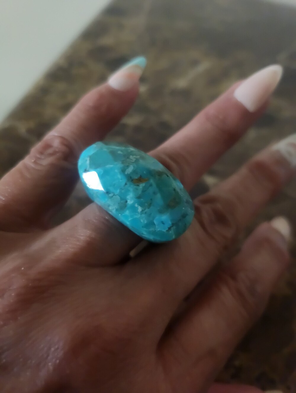 Deb Guyot Turquoise Facet  Dome Ring - Vibrant Blue Gem NWT